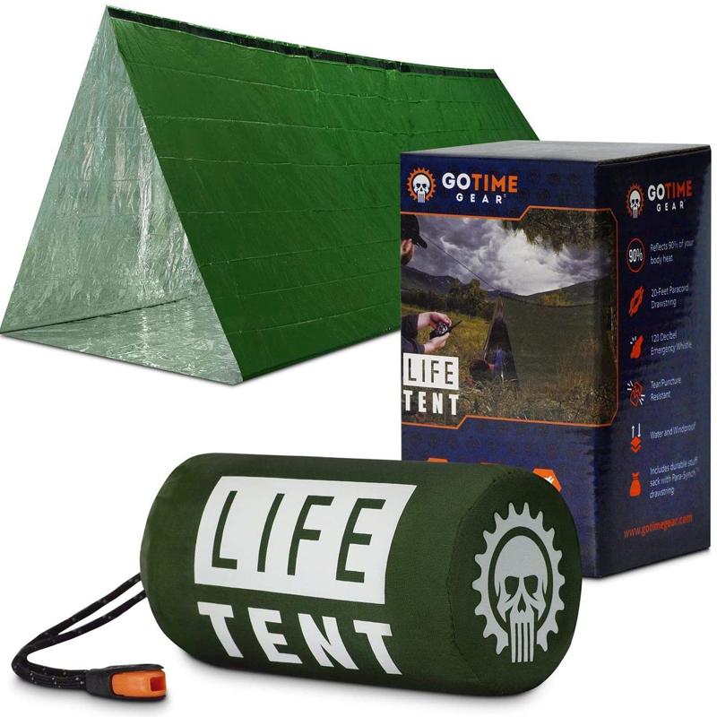 サバイバルシェルター 2人用 非常用 テント Go Time Gear Life Tent Emergency Survival Shelter 2 Person Emergency Tent Use As Survival Tent, Emergency Shelter, Tube Tent, Survival Tarp - Includes Survival Whistle & Paracord｜アルファエスパス米国店