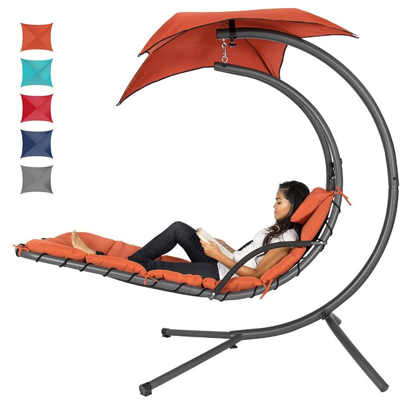 楽天市場 屋外用 ハンギングチェア スイング クッション キャノピー付 日よけ Best Choice Products Outdoor Hanging Curved Steel Chaise Lounge Chair Swing W Built In Pillow And Removable Canopy 代引不可 アルファエスパス米国楽天市場店