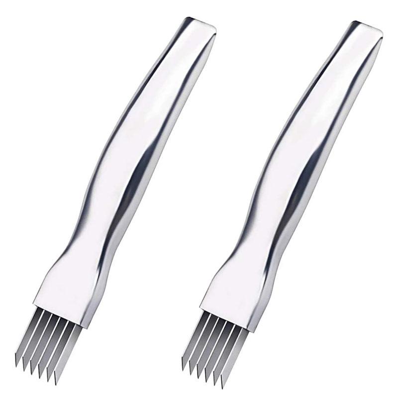 ネギ裁断師 スライサー 2個仕掛ける 千切り  2 Pieces Kitchen Shred Silk The Knife,Stainless Steel Scallion Cutter Vegetable Garlic Cutter Food Speedy Chopper Green Onion Cutter Slicer for Kitchen Cutting Vegetable Onion Garlic Cutter Tool スライサー-キッチン用品・食器・調理器具