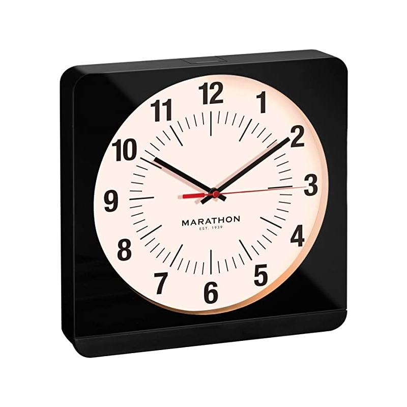 壁掛け時計 30cm 静か 業務品質 アナログ ウォールクロック オートバックライト サイレントスイープ Marathon 12 Inch  Analog Wall Clock with Auto Back Light and Non Ticking Silent Sweep.  Commercial 