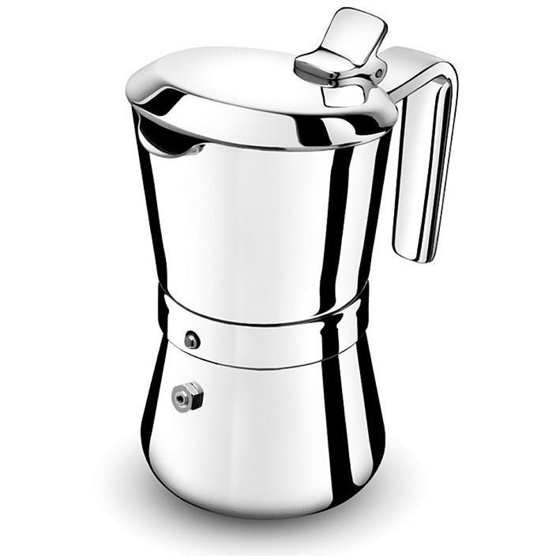 エスプレッソ製造会社 ステンレス鋼 鍵を掛ける手持ち部分 イタリア製Giannina 3 Cup Restyled Version Stainless Steel Stove Top Espresso Maker