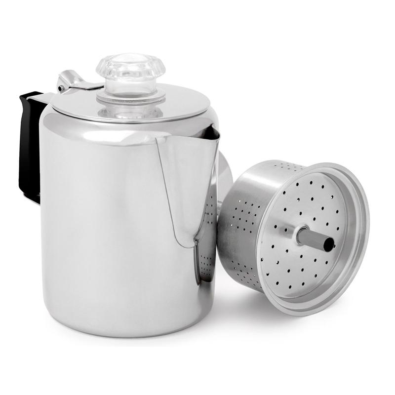 パーコレーター ステンレス鋼 ケイ素樹脂手持ち部分 珈琲 難民キャンプ アウトドア   GSI Outdoors GLACIER STAINLESS COFFEE PERCOLATOR WITH SILICONE HANDLE スポーツ・アウトドア-バーベキュー・クッキング用品