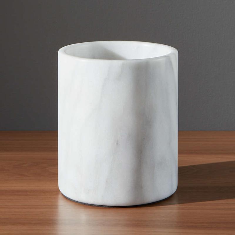 ユーテンシルホルダー 膳立て手道具 照明ランプ マーブル 白いこと ビー玉  French Kitchen Marble Utensil Holder CRATE AND BARREL