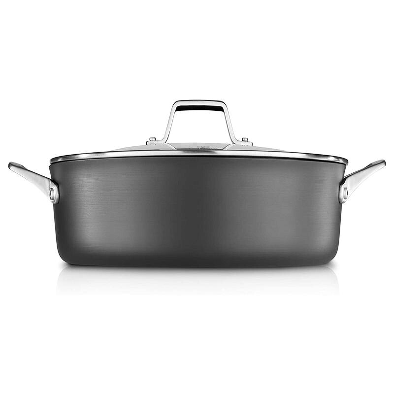 両手鍋 浅型 6.6L フタ付 カルファロン プレミア ハードアルマイト Calphalon Premier Hard-Anodized Nonstick 7-Quart Sauteuse & Cover|アルファエスパス米国店