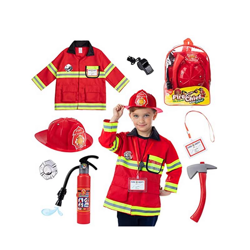 消防士 子供用 コスチューム ８点セット コスプレ おもちゃ ファイヤーマン Born Toys 8 PC Premium WASHABLE kids Fireman Costume Toy for kids,Boys,Girls,Toddlers, and children with complete firefighter accessories