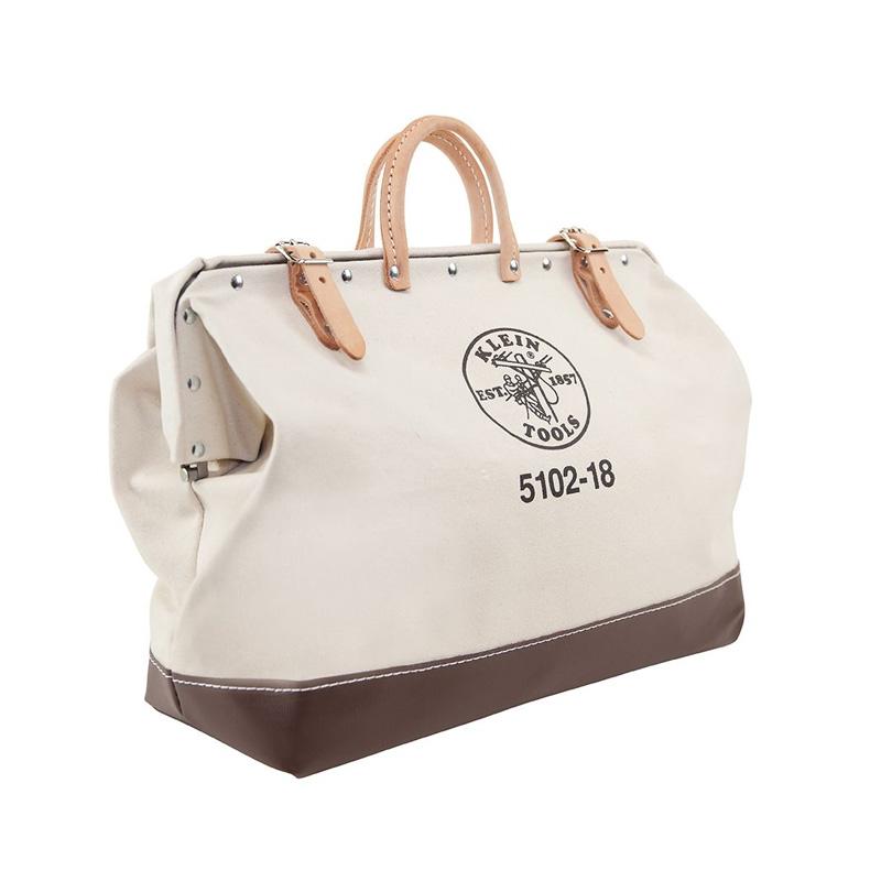 デラックス キャンバスバッグ ナチュラル ツールバック トートバックKlein Tools Heavy Duty Natural Canvas Tool Bag, Tool Tote, Multi-Purpose Bag with Wide Hinged Opening and Leather Handles|アルファエスパス米国店