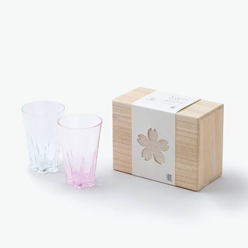 さくらさく タンブラー 紅白 ペア 100% SAKURASAKU GLASS TUMBLER KOHAKU