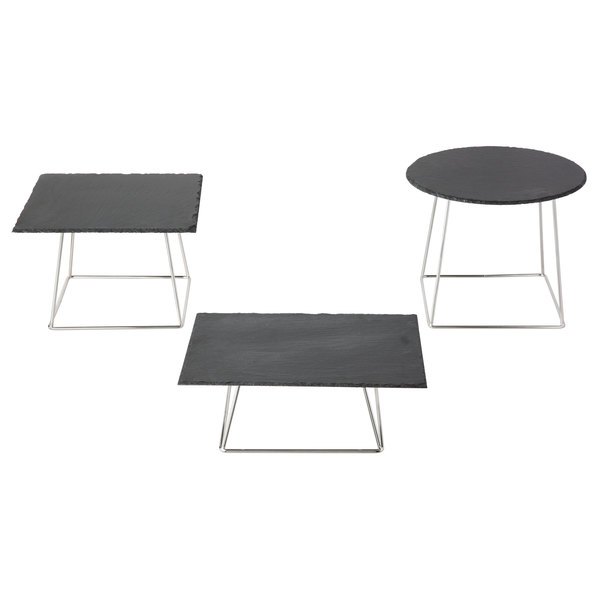 ディスプレイスタンド 6点セット ストーンプレート スレート サービングトレイ カフェ レストラン バイキング ビュッフェ Acopa Slate Black Wire 6-Piece Riser Set 176SLATEKT 16,259円