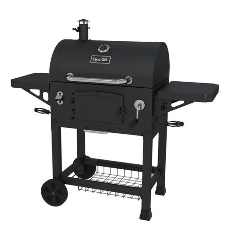 大型 濃灰色食べ物屋 炭焼 丸焼き 膳立て面69×46珊 キャスター付  Dyna-Glo Heavy-Duty Charcoal Grill DGN486DNC-D / DGN486SNC-D