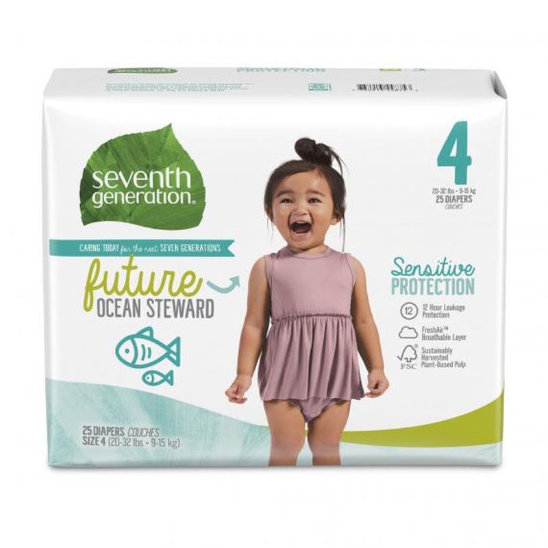 オムツ 9-15kg向け 敏感肌用 135枚 プリント セブンスジェネレーション Seventh Generation Baby Diapers, Size 4, 135 count for Sensitive Skin (Packaging May Vary)