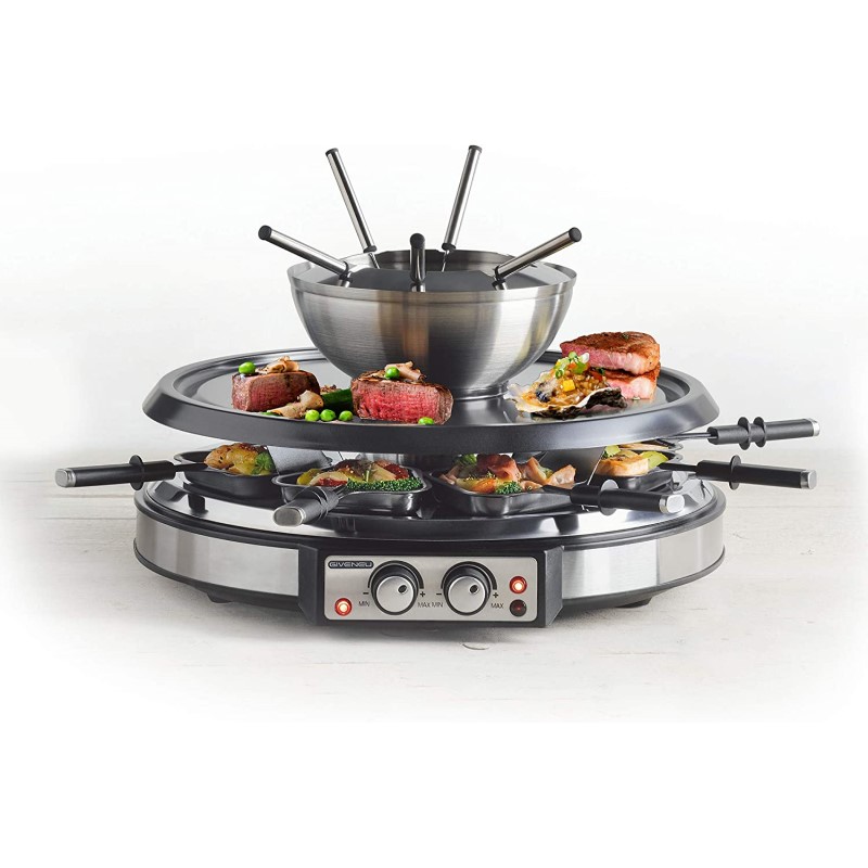 GIVENEU フォンデュポットセット バーベキューグリル付き Electric Fondue Pot Sets with Barbecue Grill B08P57G23Z 家電