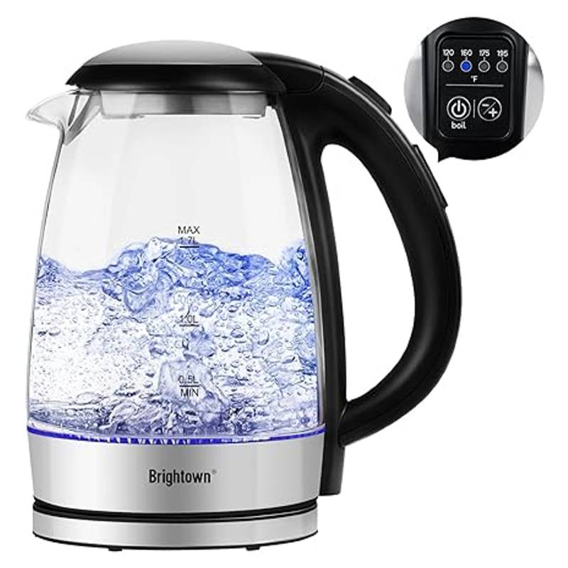 ブライタウン 1.7L 明かり湯沸かし 玻璃 保温役立つこと付 4色LED付 Brightown Electric Kettle Temperature Control Glass Hot Water Boiler with 4 Colors LED 家電