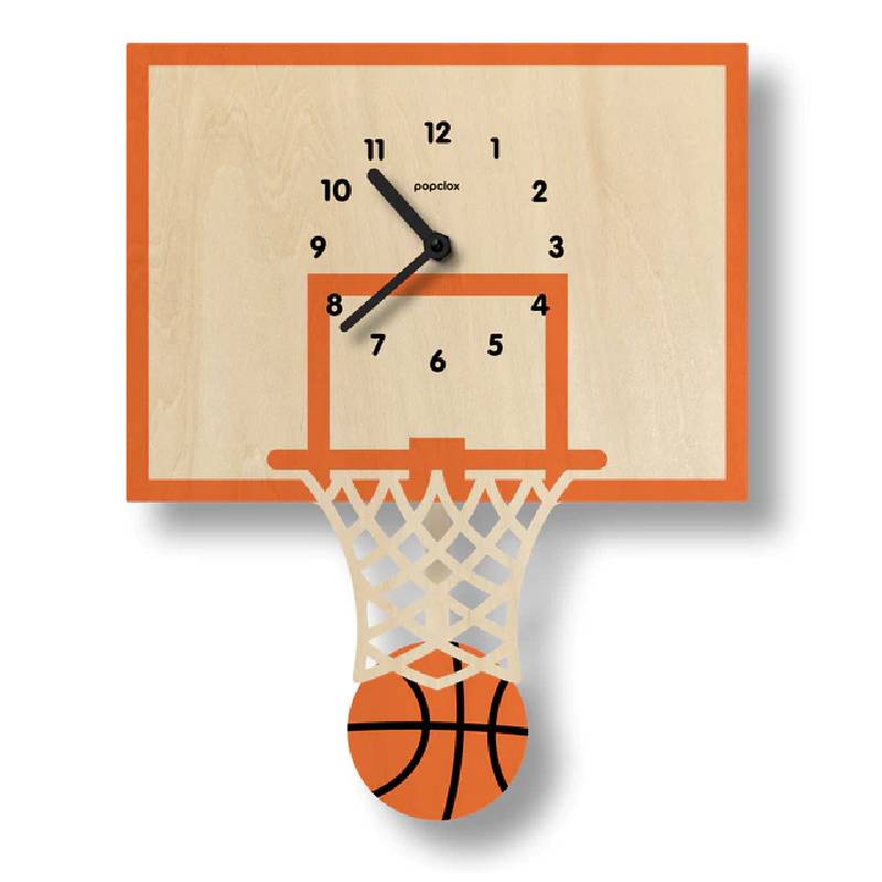ウォールクロック バスケットボール 木製 ウッド 振り子 時計 壁掛け モダン ムース Modern Moose basketball pendulum clock