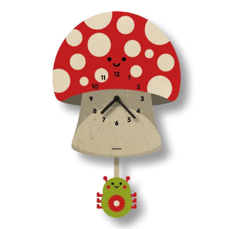 ウォールクロック きのこ 木製 ウッド 振り子 時計 壁掛け モダン ムース Modern Moose mushroom pendulum clock｜アルファエスパス米国店