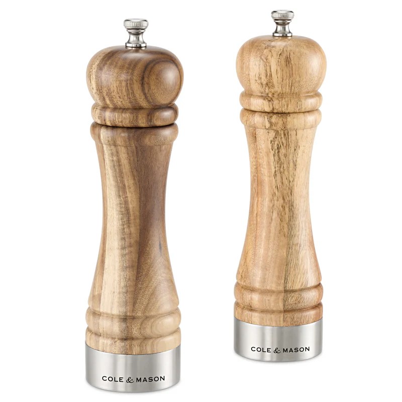 手動式 塩コショウ ソルト&ペッパーミル ギフトセット Cole & Mason Camden Traditional Acacia Salt and Pepper Mill Gift Set