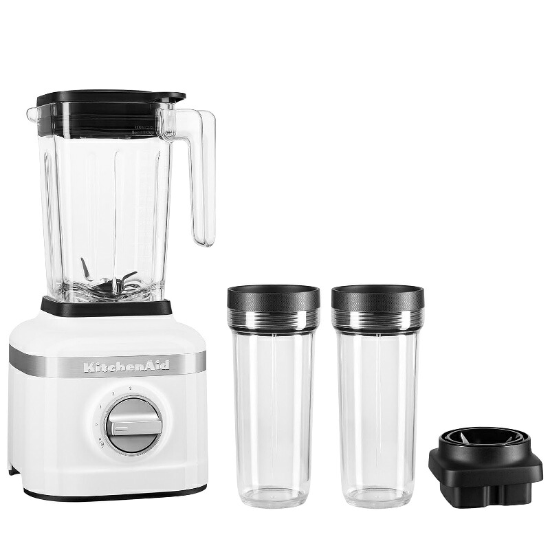 ブレンダー ミキサー 1.4L 3素早さ キッチンエイド 650W ジャー2点付 KitchenAid K150 3 Speed Ice Crushing Blender with 2 Personal Blender Jars KSB1332Y White 48 薬局衡オンス 家電
