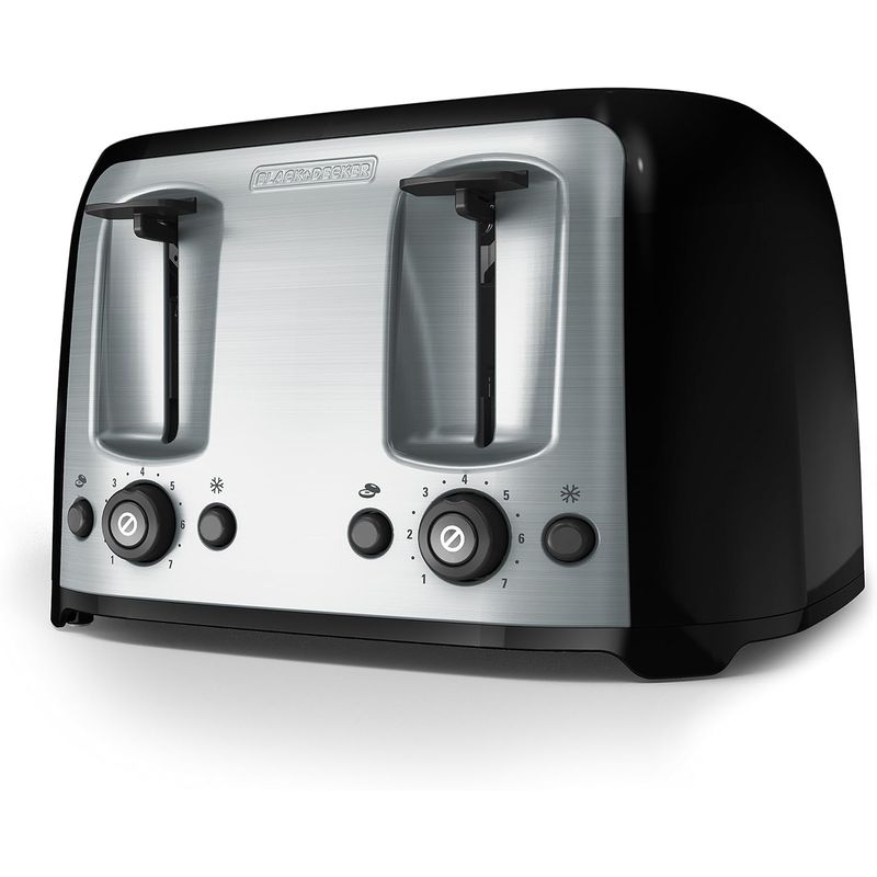 ポップアップトースター 4枚焼 ステンレス鋼 ブラック・アンド・デッカー BLACK+DECKER 4-Slice Toaster, Extra Wide Slots, 7 Shade Settings, Frozen and Bagel Buttons, Toast Shade Selector, Extra Lift 家電
