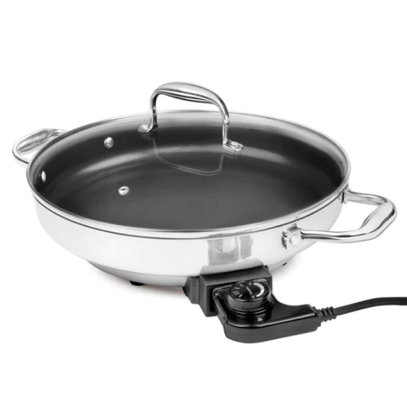 【楽天市場】クッチーナプロ ホットプレート ステンレス ガラスフタ付 温度調整 CucinaPro Electric Skillet 18/