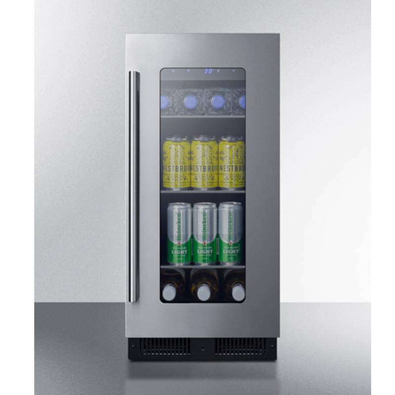電気冷蔵庫 ビルトはたご屋 アンダーカウンタ 幅38珊 硝子部屋の入り口 ステンレス鋼 Summit 15 Inch Wide Built-In Beverage Center ALBV15【代引不可】