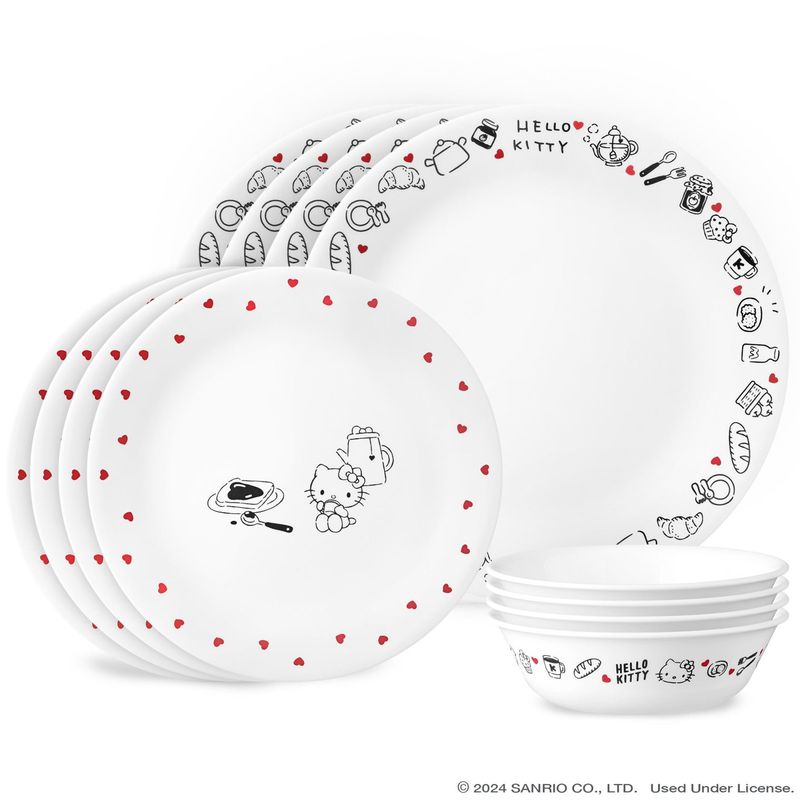 コレール ハローキティ 食器 4組 12点セット ディナーウェア アメリカ製 Corelle Hello Kitty, Very Delicious 12-piece Dinnerware Set, Service for 4