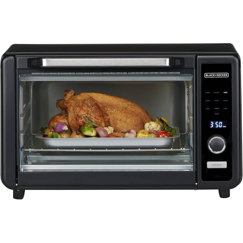 デジタル コンベクションオーブン エア湖飛球 黒いこと アンド デッカー BLACK+DECKER Crisp \u0027N Bake 6-Slice Digital Air Fry Toaster Oven 家電