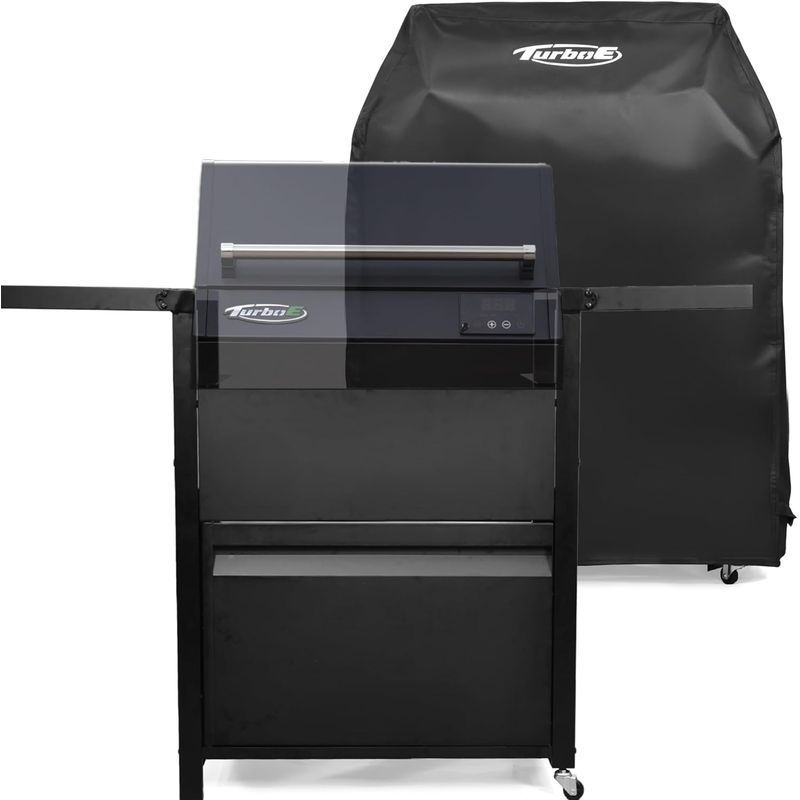 丸焼き BBQ アウトドア 明かり大衆食堂 車輪 手押し車 取りまかなう付 Turbo E Exclusive Grill Cart with Wheels - Spacious Side Shelves, Integrated Storage \u0026 Sleek Black Finish (Includes Weather-Resistant Grill Cover) 家電