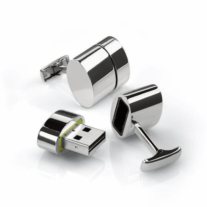 折り返し輪っか 閃光電球記憶装置 Polished Oval 無線LAN/2GB USB Cufflinks