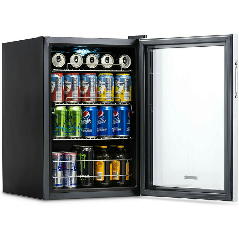 レビューで送料無料 Right With Fridge Beer Bar Mini Capacity Can 90 With Cooler Refrigerator Beverage Newair 客室 ホテル 事務所 オフィス かっこいい おしゃれ ニューエアー ビバレッジクーラー ミニバー ブラック ガラスドア 90缶 冷蔵庫 Hinge 家電 Black