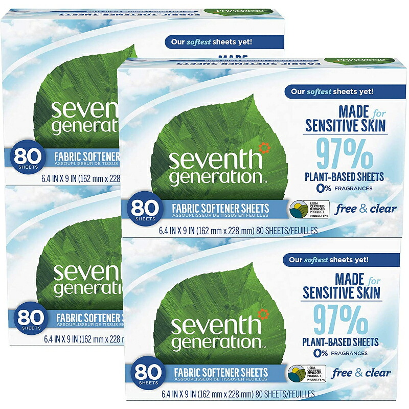 ソフトワイプ 80枚 4パック やわらかい フリー クリア セブンスジェネレーション Seventh Generation Free Clear Fabric Softener Sheets 80ct X4 Kanal9tv Com