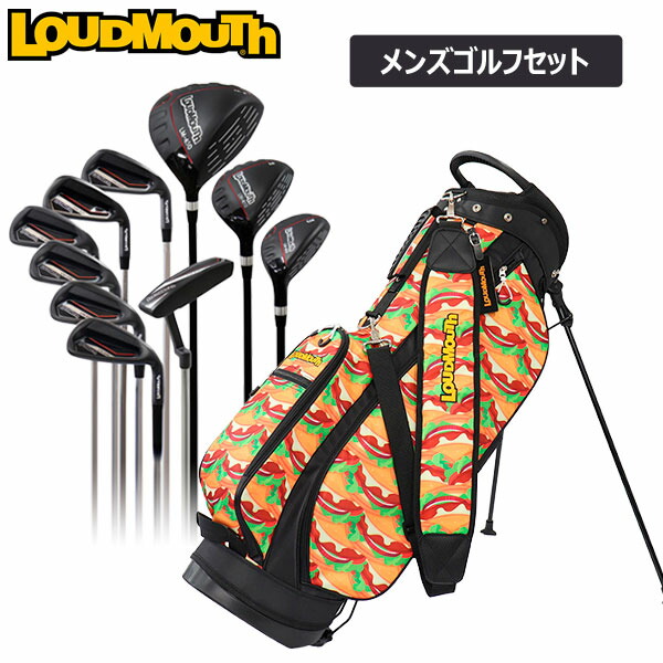 取っておく / ラウドマウス ゴルフ 野球クラブ仕掛ける メンズ 15点 未経験者 フルセット （野球クラブ10本＋照明ランプ御徒面子＋上端覆いかぶせる4個） Loudmouth 455ハンバーガー気違い LM-MS0001