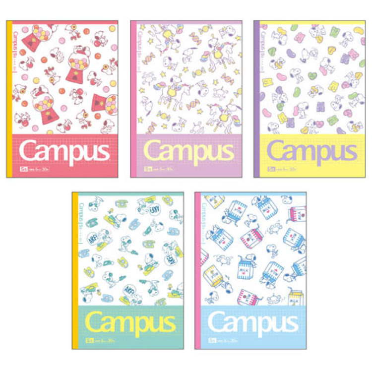 楽天市場 スヌーピー グッズ キャンパスノート方眼罫5冊パック デザインコレクション キャラクターハウス キャロル