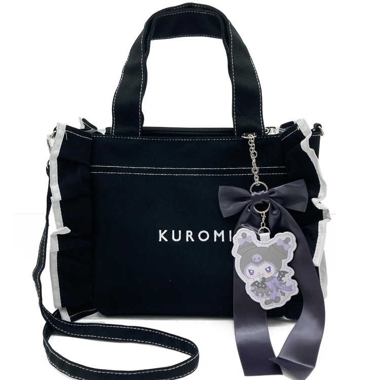 クロミ ミニトートバッグ 564402 てんしとあくま KUROMI サンリオ 痛バッグ フリル ブラック 黒