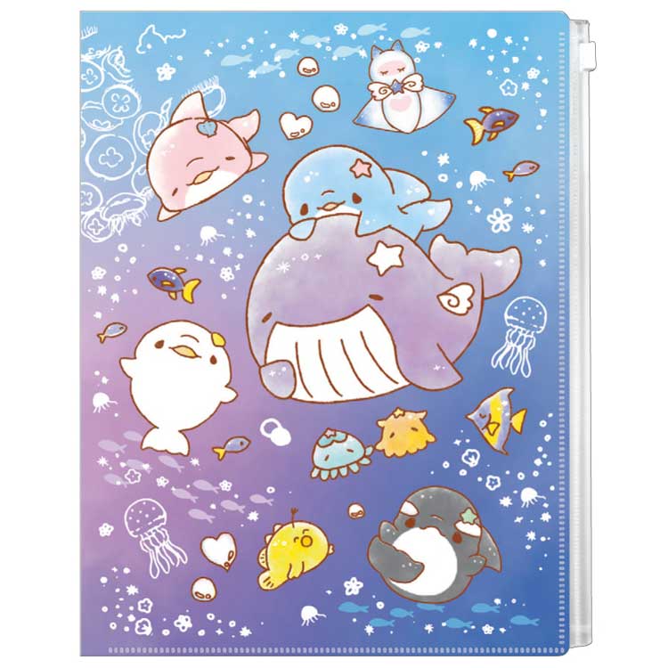 楽天市場】ゆるいるか A4ファスナー付き6Pクリアファイル Night Sea