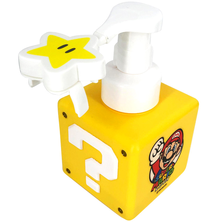 スーパーマリオ　ハテナブロック型容器　ハンドソープ容器 楽天市場】スーパーマリオ グッズ ディスペンサー 泡タイプ バス