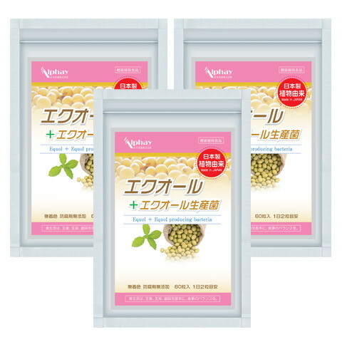 エクオール サプリ お得な３袋書き割り エクオール産生菌 ラクトビオン酸 麦糠・大豆抽出エキス納豆菌醗酵物 大豆イソフラボン プラセンタ チェストベリー 田七人蔘 更年 PMS PMDD 剪断応力世話をする 御休み 気疲れ感
