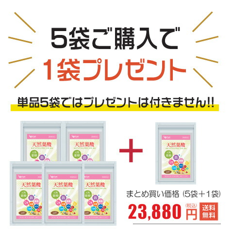 天然葉酸 5袋＋1袋付 高濃度 天然葉酸 無臭無味 無添加 妊娠 妊活サプリ 妊活サプリメント 鉄 鉄分 マカ ビタミンE