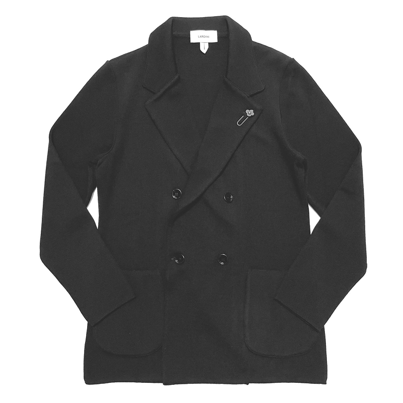 LARDINI ダブル ニットジャケット ブラック S 46 BEAMS F LARDINI ラルディーニ / ダブル ニット ジャケット ウール 返品