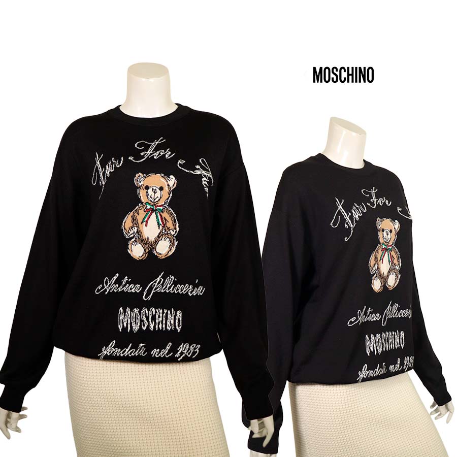 【定価￥112,000の70％OFF】MOSCHINO COUTURE【モスキーノクチュール】【レディース】【秋冬物】【半額以上セール】【正規取扱い】【送料無料】アンティークベアーウールニット/ブラック【サイズ38】【イタリア製】
