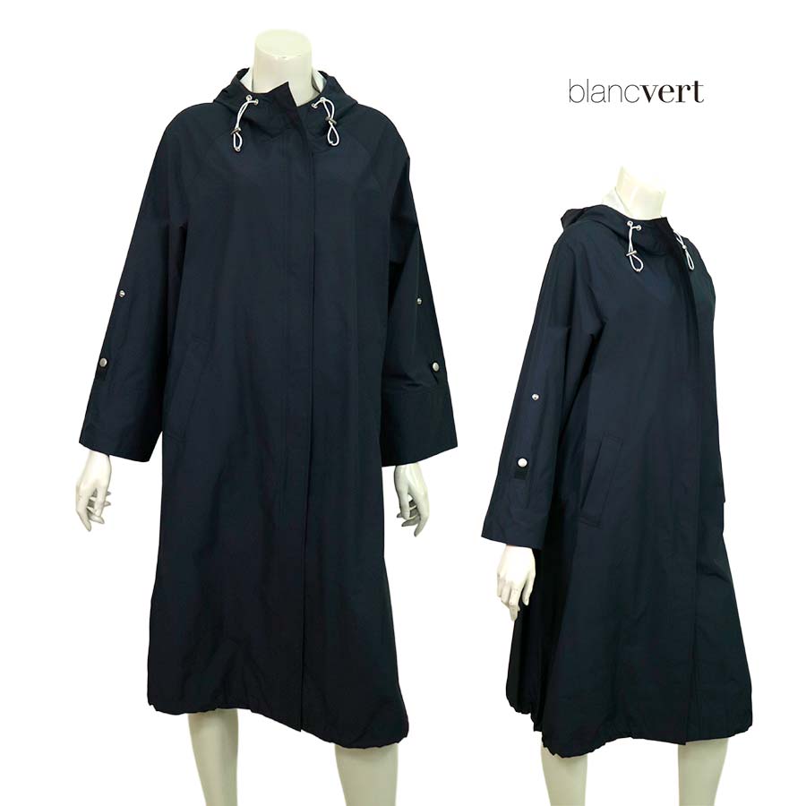 ＼マスクプレゼント！SPRING FAIR／【半額以上SALE】【定価￥69,000の70％OFF】BLANC VERT【ブランベール】【春夏物】【半額SALE】【正規取扱い】【レディース】フードタフタコート・スプリングコート・アウター/ネイビー【サイズ38】