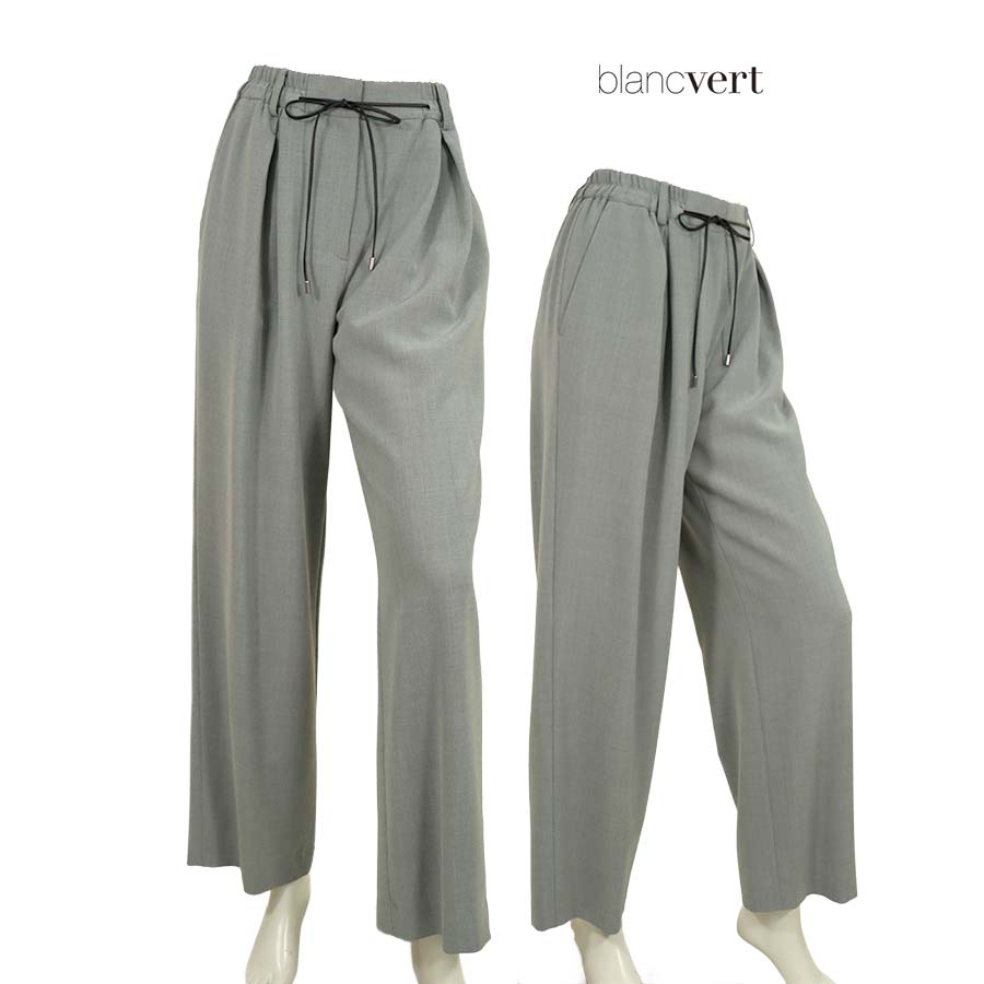 【二分の一以上SALE】【通貨価値￥39,000の70％OFF】BLANC VERT【ブランベール】【春夏物】【置き目取りまわし】【レディース】広広としたロング1タックズボン下/点火装置薄墨色【大きさ38】