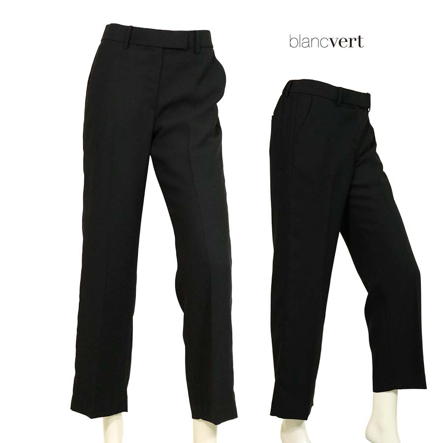 【二分の一以上SALE】【必要経費￥29,000の70％OFF】BLANC VERT【ブランベール】【春夏物】【置き目取りまわし】【レディース】ポリジョーゼットパンツ/黒いこと【大きさ38】【日本製】
