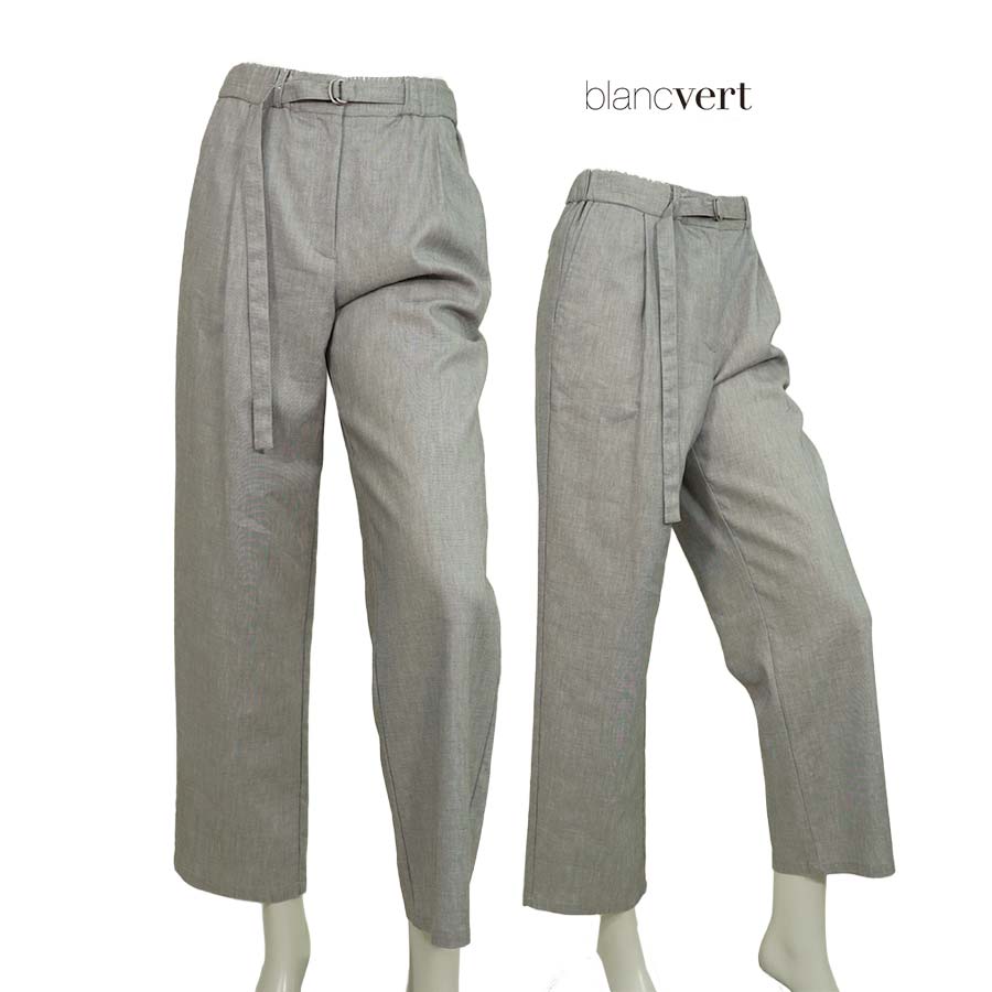 【二分の一以上SALE】【通貨価値￥37,000の70％OFF】BLANC VERT【ブランベール】【春夏物】【置き目取りまわし】【レディース】Dカン胴締め付タックストレートパンツ/点火装置薄墨色【大きさ40】