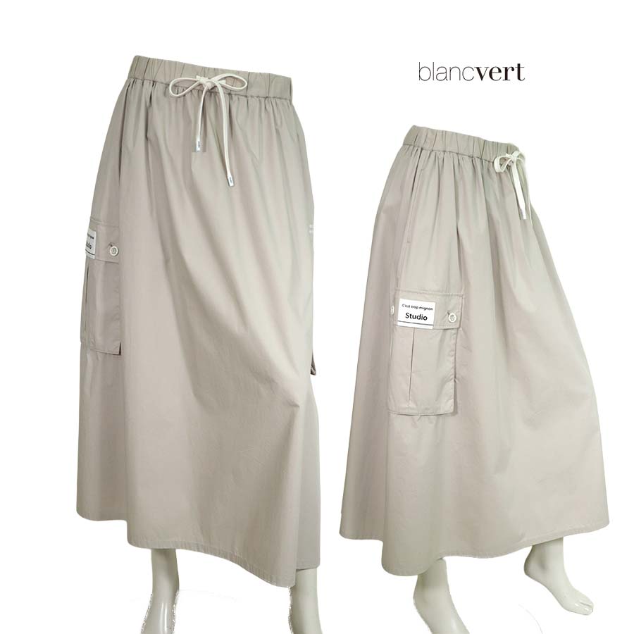 【二分の一以上SALE】【必要経費￥30,000の70％OFF】BLANC VERT studio【ブランベールストゥーディオ】レディース 春夏【置き目取りまわし】【貨物輸送無料】コクーンカーゴスカート/ライトモカベージュ【大きさ38】
