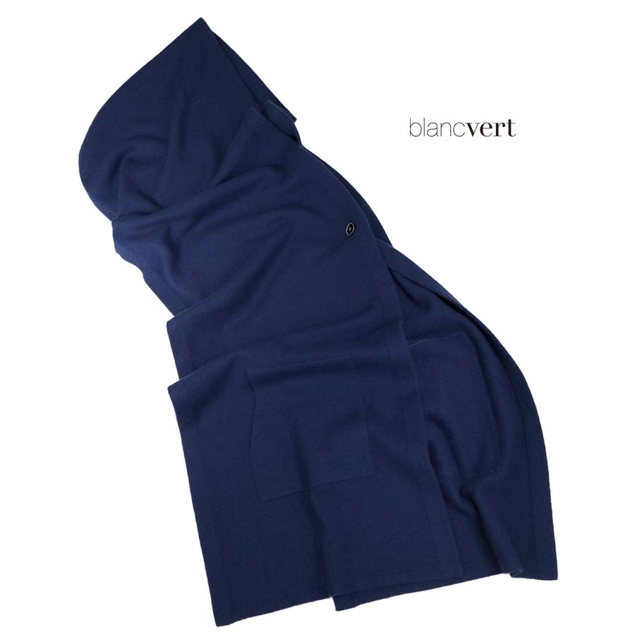 ＼値下げ／【定価￥45,000の80％OFF】【秋冬物】【半額以上セール】【正規取扱い】BLANC VERT sensuelle【ブランベールセンシュエル】【レディース】ウールエアリーヤーンニットベスト・マフラー/ダークブルー【サイズ00】【ベトナム製】