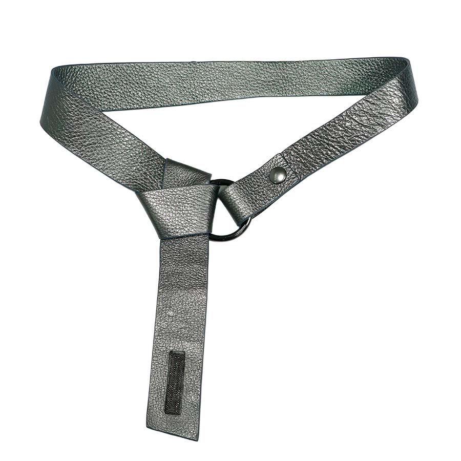 【 定価￥43,000の65％OFF 】PESERICO【 ペセリコ 】オールシーズン【 半額以上SALE 】【 正規取扱い 】【 送料無料 】【 レディース 】結び留めデザイン牛革グリッターリングベルト/クレイ【 サイズ75 】【 イタリア製 】