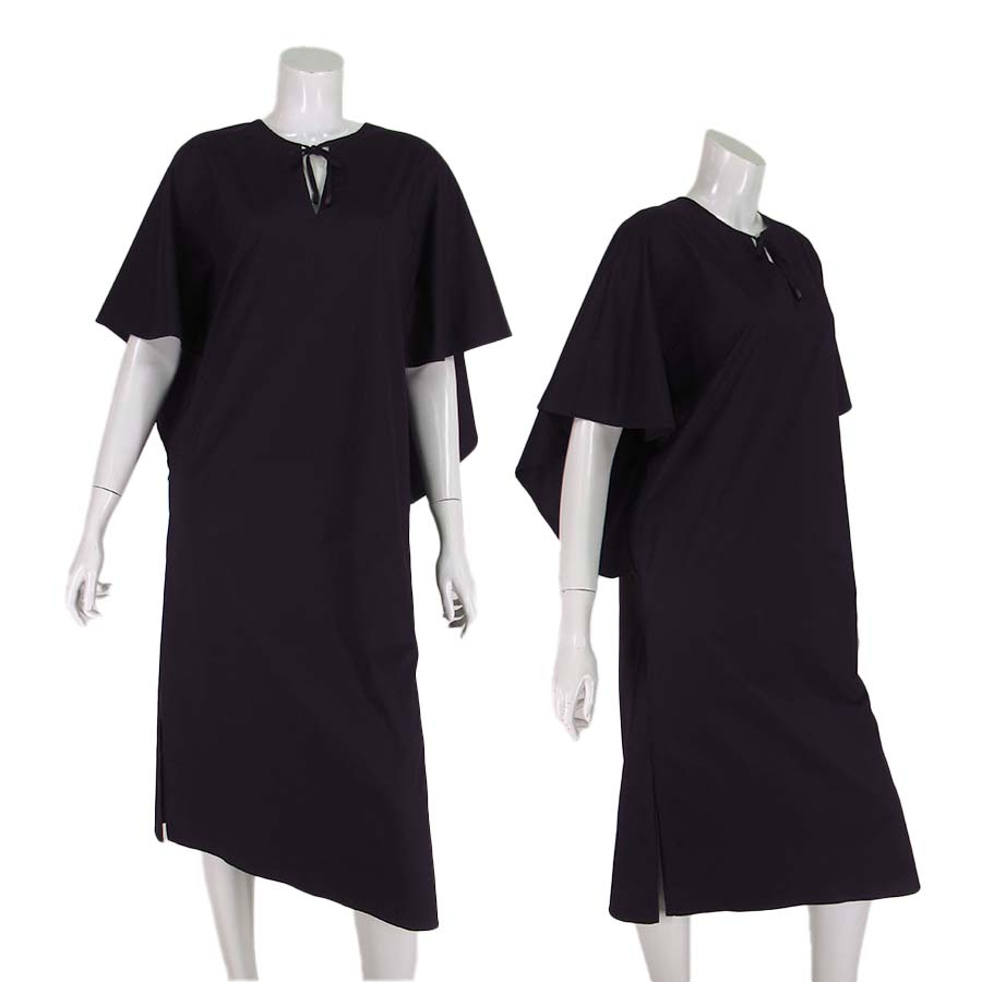 【定価￥143,000の50％OFF】【春夏物】【SALE】【正規取扱い】【送料無料】PESERICO【ペセリコ】【レディース】ウィングスリーブコットンストレッチワンピース/ブラック【サイズ38】【イタリア製】