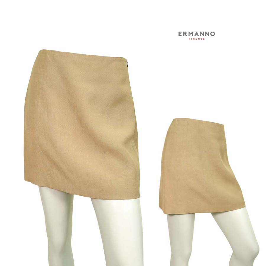 ＼1点限り！キャリー品特別プライス／【定価￥145,000の90％OFF】ERMANNO SCERVINO【エルマンノ シェルヴィーノ】【春夏物】【半額以上セール】【正規取扱い】シンプルな台形ミニスカート/キャメル【サイズ38】【イタリア製】｜altmond アルトモンド