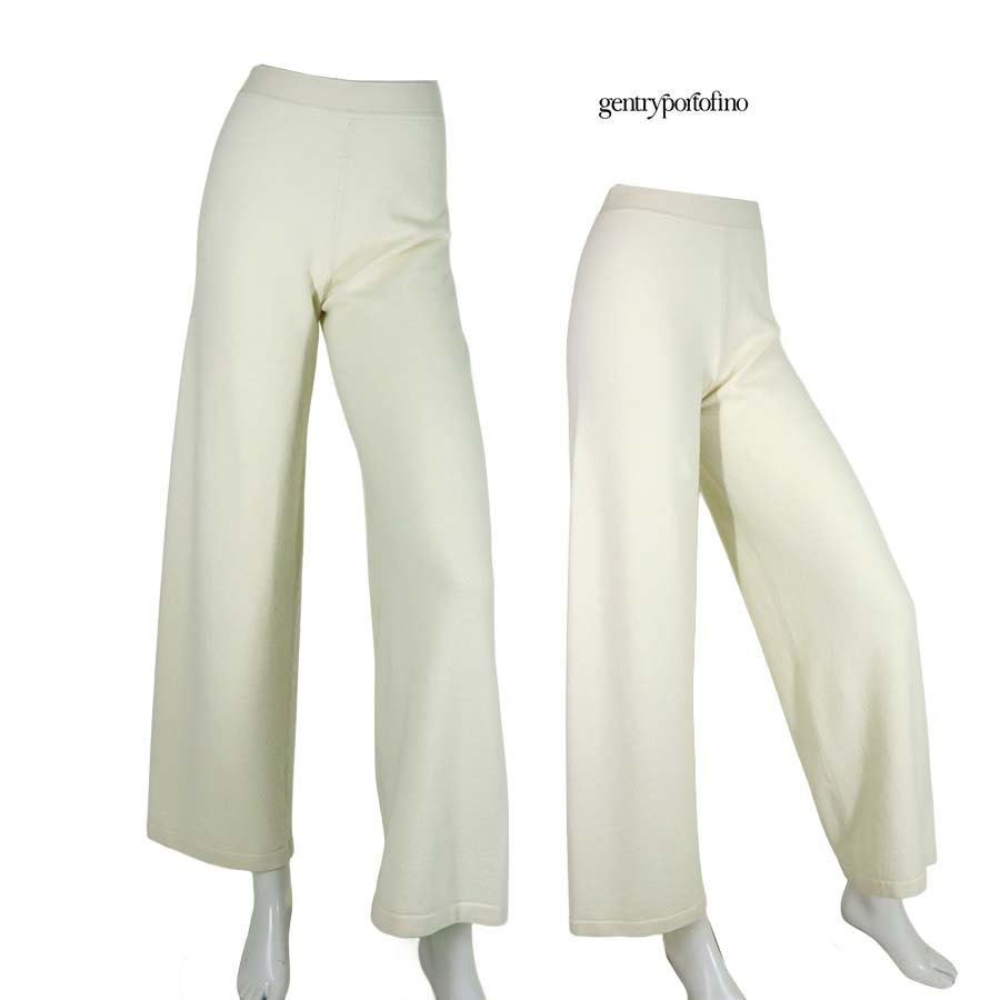 【定価￥140,000の60％OFF】Gentry Portofino【ジェントリーポルトフィーノ】【レディース】【秋冬物】【半額セール】【送料無料】【正規取扱い】ウールカシミヤニットワイドパンツ/アイボリー【サイズ40】【イタリア製】