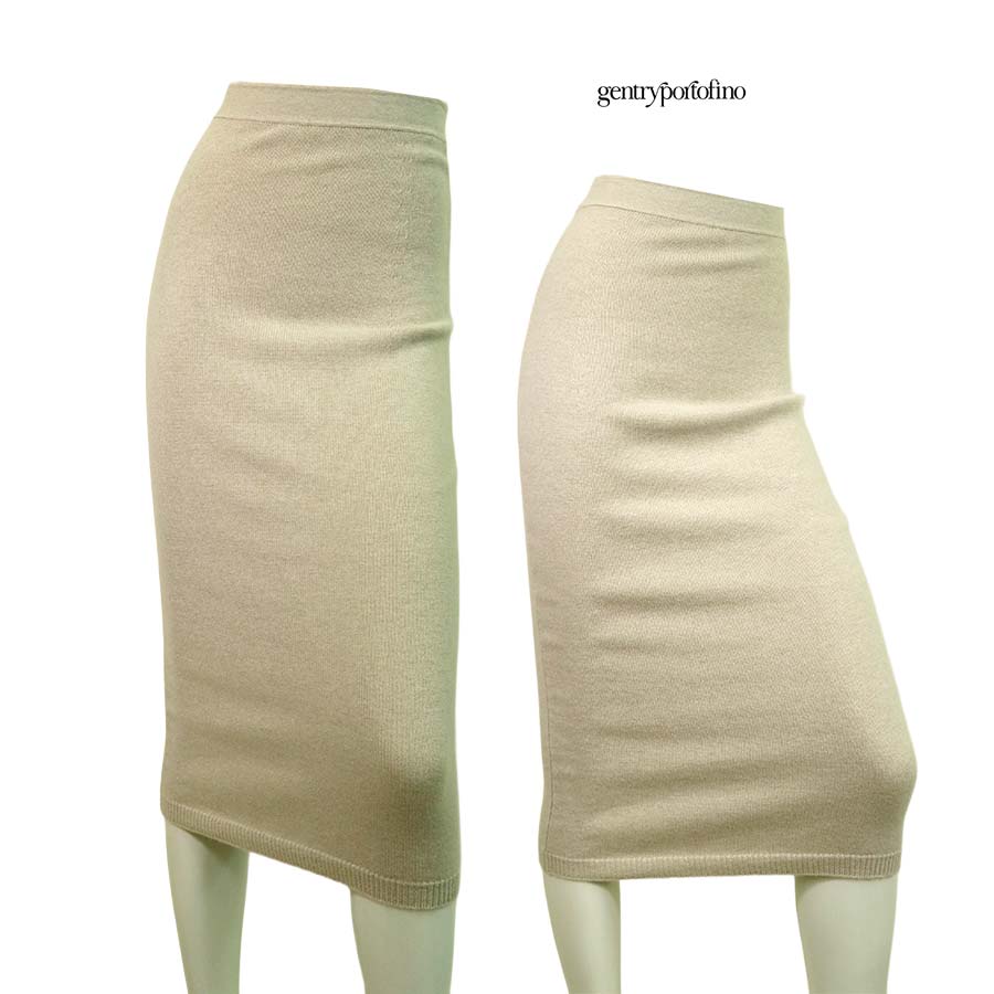 【定価￥160,000の60％OFF】Gentry Portofino【ジェントリーポルトフィーノ】【レディース】【秋冬物】【半額セール】【送料無料】【正規取扱い】カシミヤ100％ニットIラインスカート・タイトスカート/モカベージュ【サイズ40】【イタリア製】