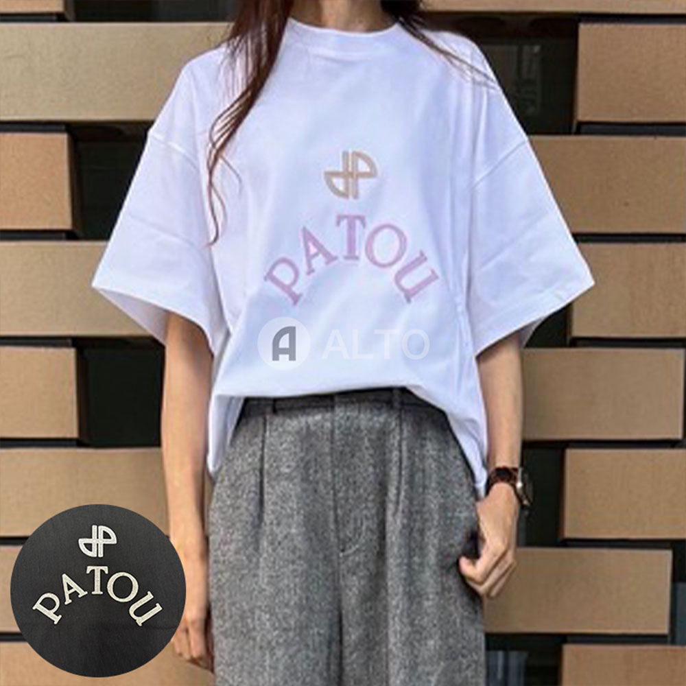 【2026春夏物モデル】☆2/19入荷☆ PATOU パトゥ JE2059990 オーガニックコットン オーバーサイズ Tシャツ 半袖 ロゴ入り ★選べる2カラー★ホワイト・ブラック レディース